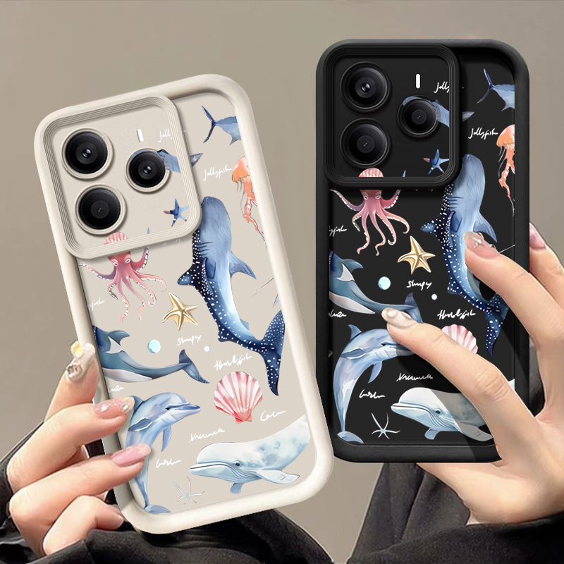 Xiaomi Redmi Note 13 - かわいいイルカ柄のソフトケース Xiaomi Redmi Note 15 14