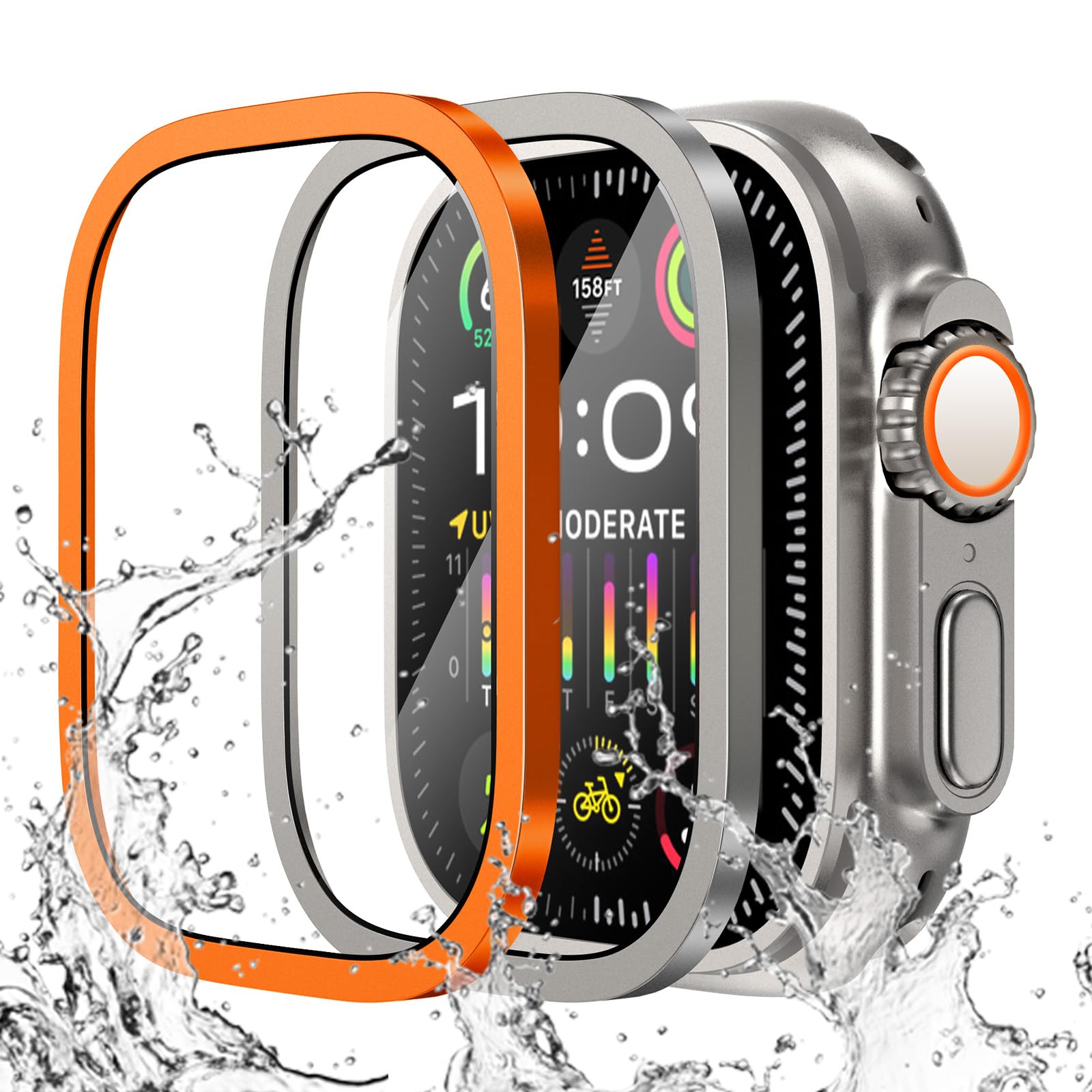 Apple Smartwatch Accessories - Apple Watch用の傷防止強化ガラス,チタンメタルフレーム,スクリーンプロテクター,アクセサリー,ウルトラシリーズ2,49mm