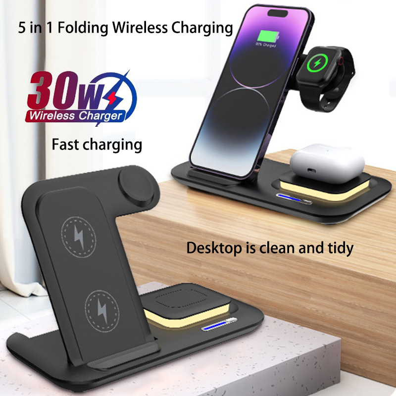 Smartwatch Ac - ホット3in1折りたたみ式ワイヤレス携帯電話充電ステーション2025新製品Qi2トラベル急速充電ステーション（ライト付き）