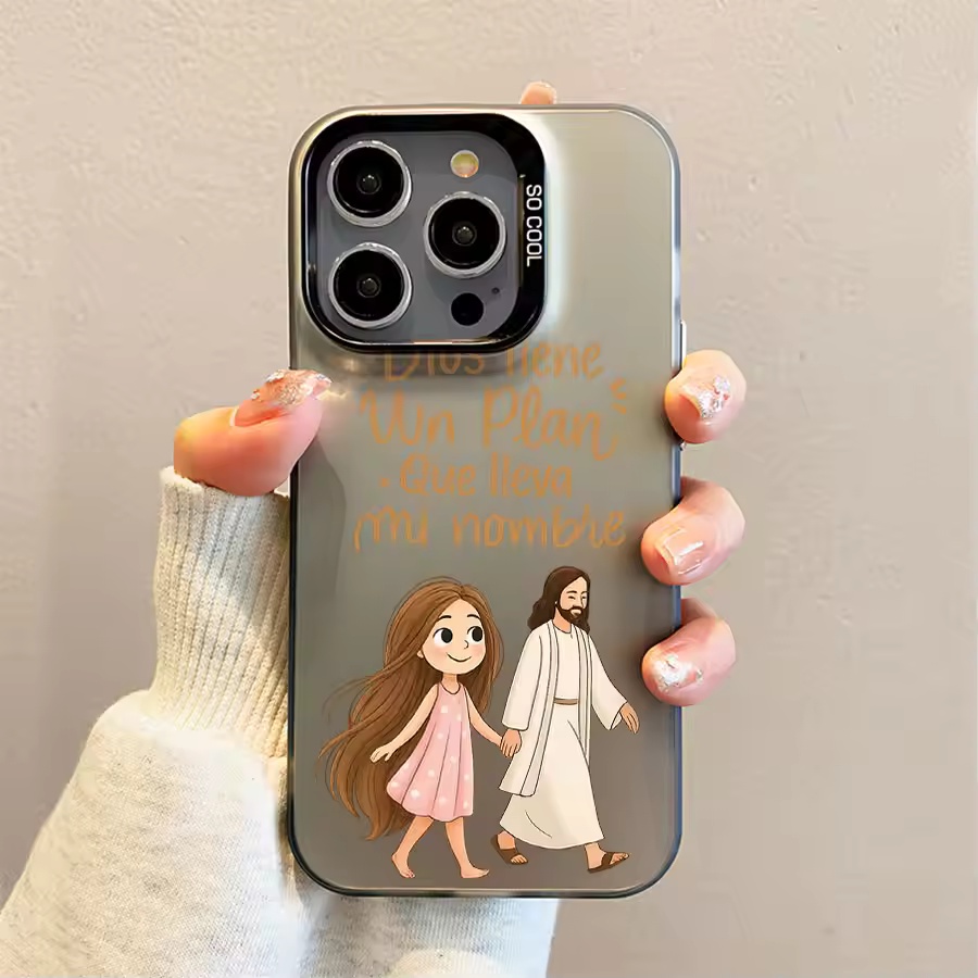 Apple Iphone 16 - 可愛い女の子が神とともに歩くマット仕上げのiPhoneケース iPhone 17 16 15 14