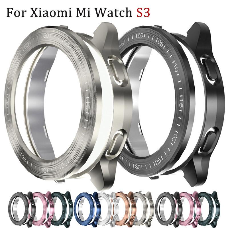 Xiaomi Smartwatch S4 Accessories - Xiaomi Mi Watch S3用カバー、ケースアクセサリー、PCプロテクターシェル、Mi Watch S3用電気メッキワイヤードローイング中空ケース+ベゼル