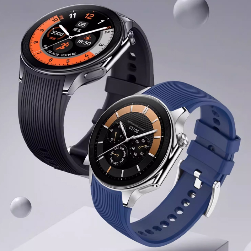 Smartwatch X2 - Oppo Watch X/X2、OnePlus Watch 2/3/2R対応、隙間なしシリコン製交換用リストバンド/スマートウォッチバンド/ブレスレット