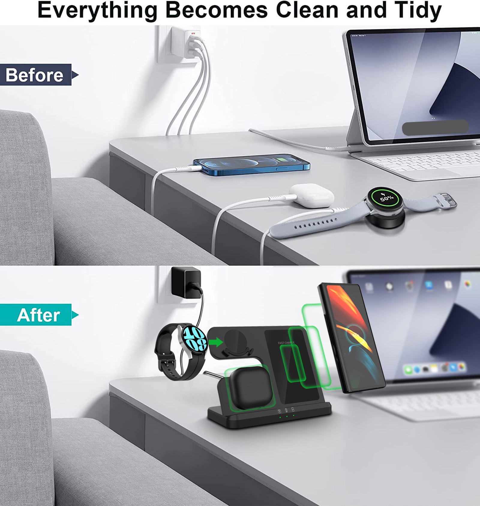 ワイヤレス充電器 3in1 スタンドドック Samsung  - Smartwatch Ac のレビューと価格