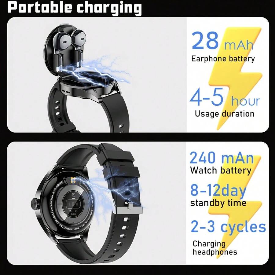 イヤホン付きスマートウォッチ、1.46インチフルタッチスクリ - Smartwatch Faces のレビューと価格
