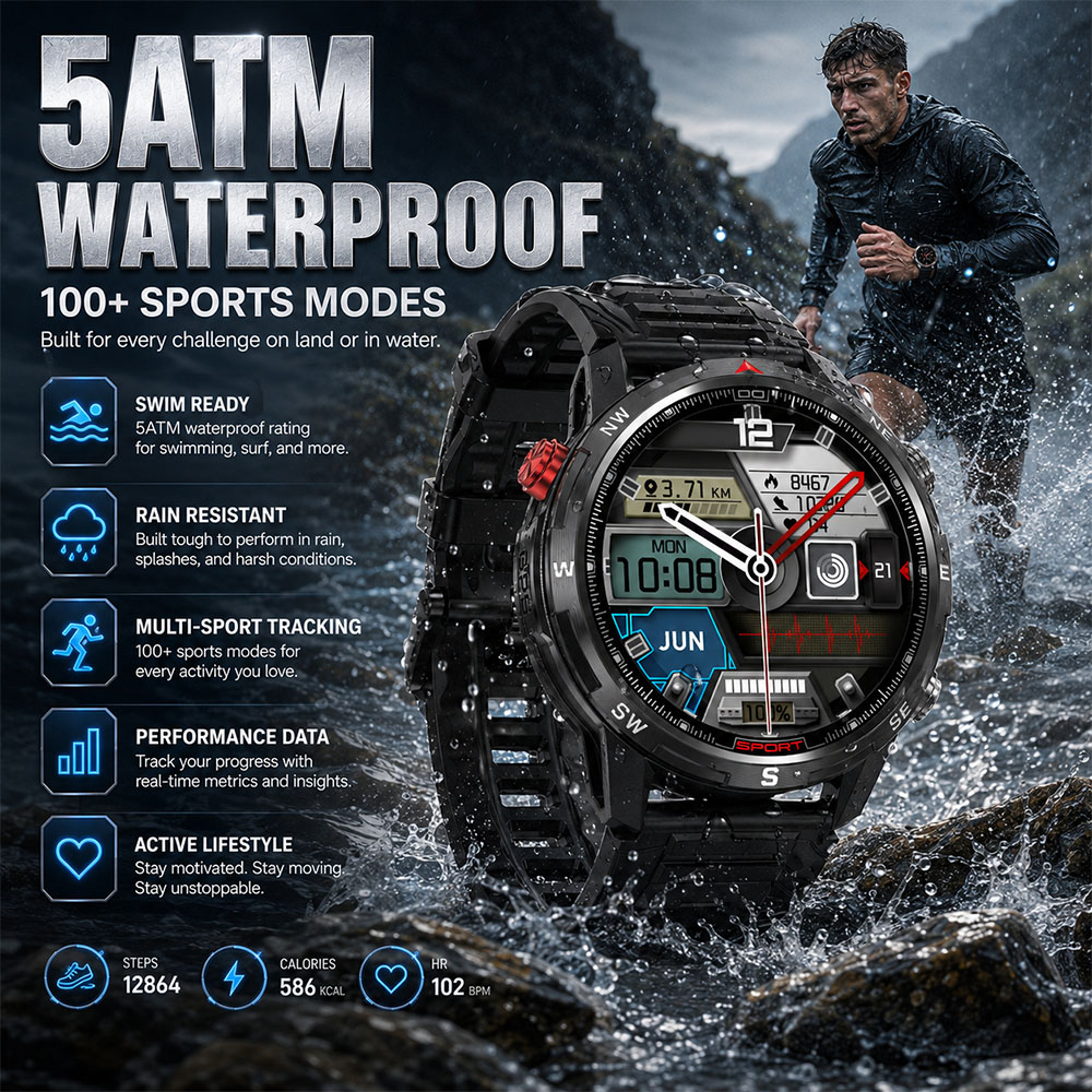 多機能スポーツGPSスマートウォッチ 5ATM防水 高度計  - Smartwatch Faces のレビューと価格