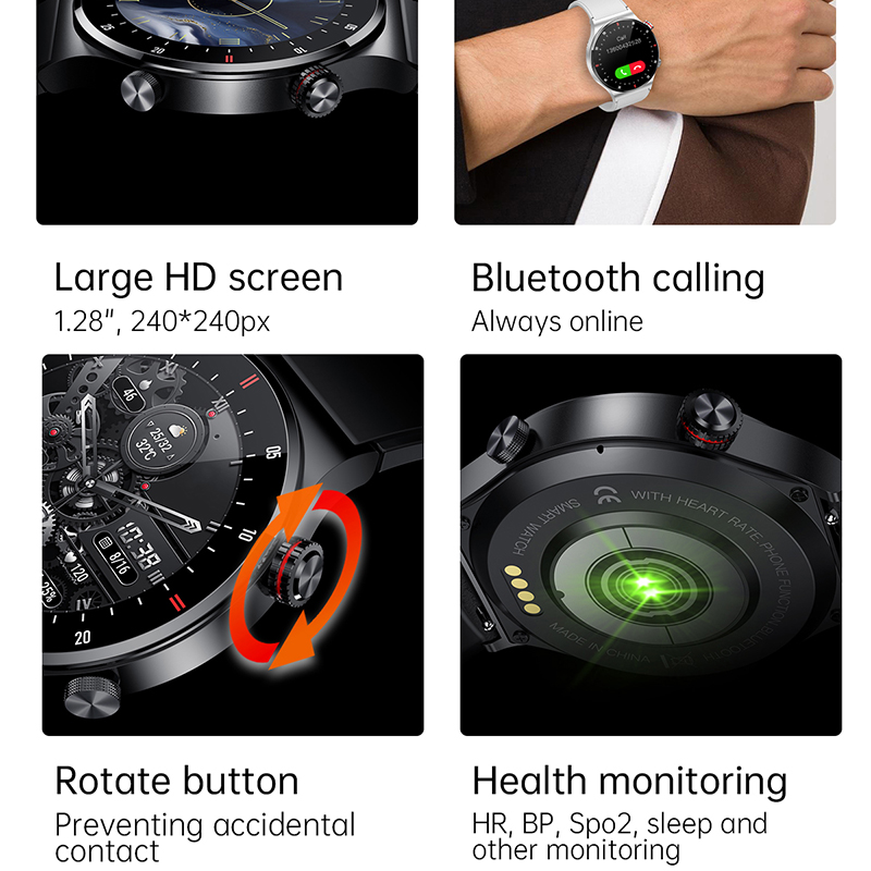 GPS ECG+PPG Bluetooth通話スマートウォッ - Smartwatch Faces のレビューと価格