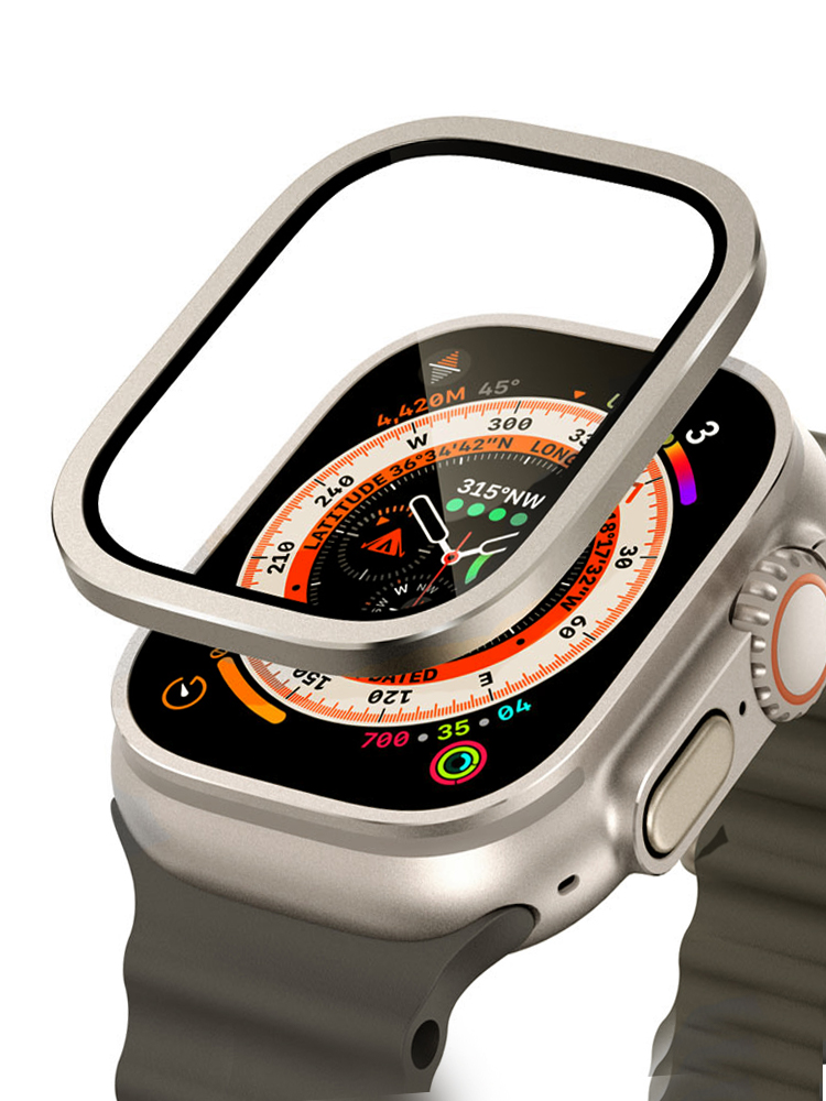 Apple Watch用の傷防止強化ガラス,チタンメタルフレ - Apple Smartwatch Accessories のレビューと価格