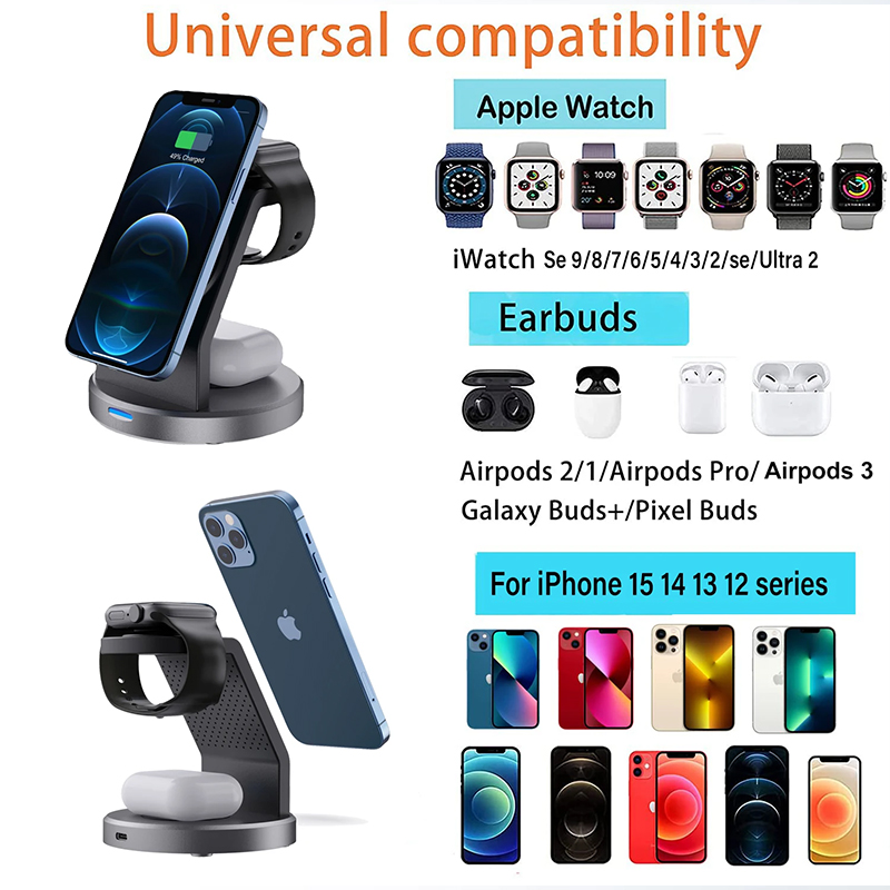 3in1 ワイヤレス充電スタンド 携帯電話ホルダー iPho - Smartwatch Ac のレビューと価格