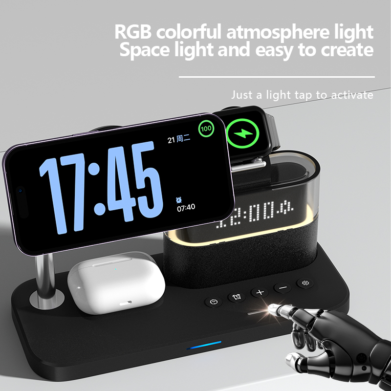 多機能ワイヤレス充電器スタンドパッド RGB ライト目覚まし - Smartwatch Ac のレビューと価格