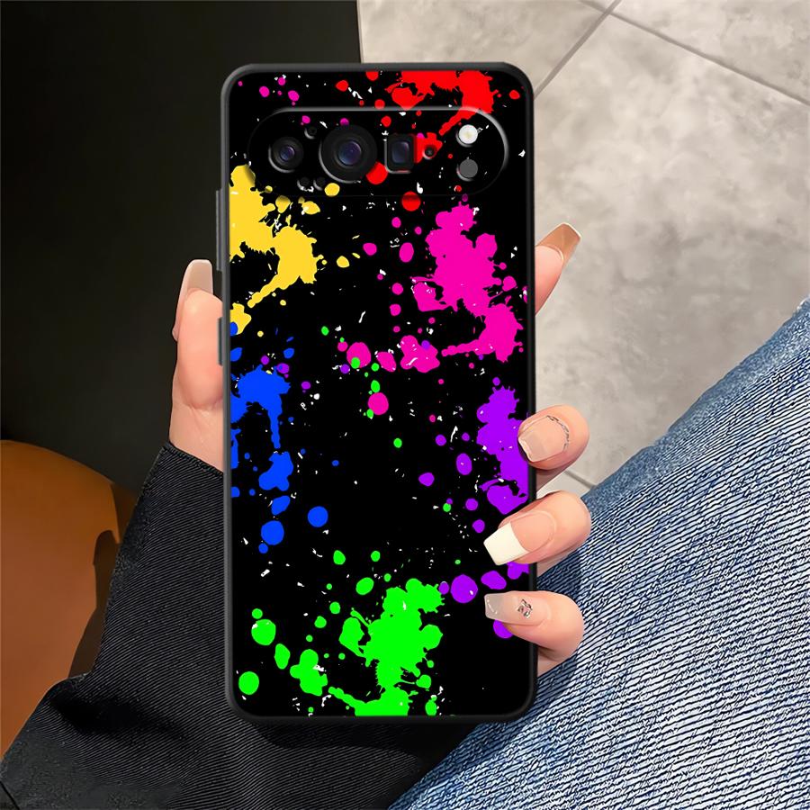 レインボーペイントスプラッターファンダ電話カバーケース Go - Google Pixel 9 のレビューと価格